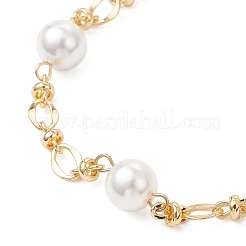 Round Shell Pearl Link Chain Bracelets&nbsp;BJEW-JB12873