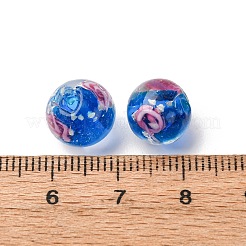 Luminous Handmade Glod Sand Lampwork Beads Strands&nbsp;LAMP-B028-03O-10mm