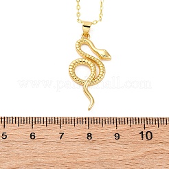 Brass Snake Pendant Cable Chain Necklaces for Women&nbsp;NJEW-S438-01A-G