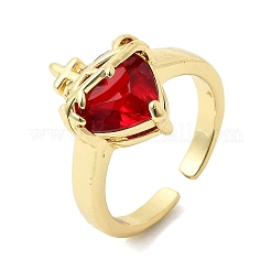 Brass Micro Pave Cubic Zirconia Open Cuff Rings&nbsp;RJEW-P178-02A-G