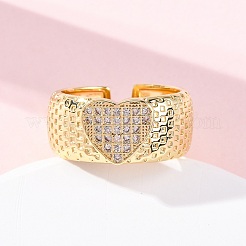 Brass Micro Pave Clear Cubic Zirconia Cuff Rings&nbsp;RJEW-U047-18G