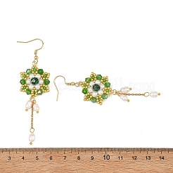 304 Stainless Steel with Glass Beads Dangle Earrings&nbsp;EJEW-MZ00808
