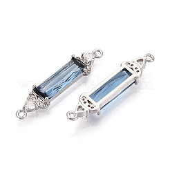 Brass Micro Pave Clear Cubic Zirconia and Glass Connector Charms&nbsp;KK-T076-02P