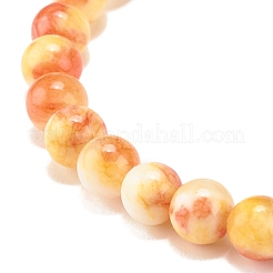 Natural White Jade Round Beaded Stretch Bracelet&nbsp;BJEW-JB07968-02