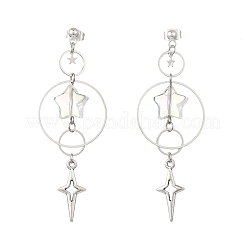 Glass & Brass Dangle Stud Earrings&nbsp;EJEW-TA00822