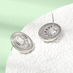 Brass Micro Pave Cubic Zirconia Stud Earrings&nbsp;EJEW-G471-13P-01