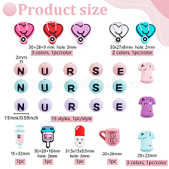 27Pcs 27 Styles Nurses' Day Silicone Focal Beads&nbsp;SIL-GA0001-32