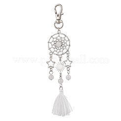 Natural & Dyed Malaysia Jade Bead & Alloy Pendant Decoration&nbsp;HJEW-JM02937-02