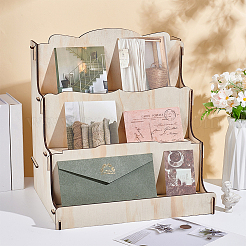 3-Slot Wood Display Risers for Postcard Storage&nbsp;ODIS-WH0030-116