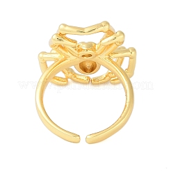 Halloween Spider Brass Rhinestone Open Cuff Rings&nbsp;RJEW-S419-01G-01