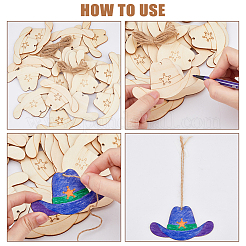 40Pcs Unfinished Wood Cowboy Hat Pendants&nbsp;WOOD-FH0002-45