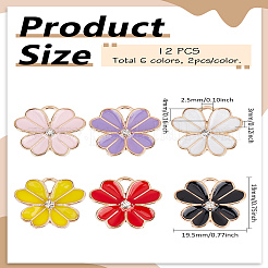 12Pcs 6 Colors Flower Alloy Enamel Pendants&nbsp;ENAM-LP0001-55