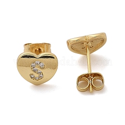 Rack Plating Brass Micro Pave Clear Cubic Zirconia Stud Earrings&nbsp;EJEW-K299-01G-S
