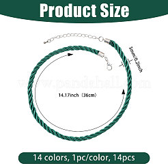 14Pcs 14 Colors Polyester Twisted Cord Necklace Making&nbsp;NJEW-PH01636