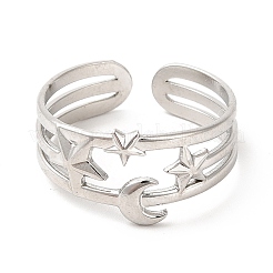 Non-Tarnish 304 Stainless Steel Cuff Wide Band Rings&nbsp;RJEW-E063-13P
