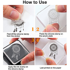 Boho Style Feather Plastic Clear Stamps&nbsp;DIY-WH0584-0002