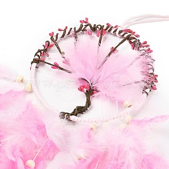 Woven Web/Net with Feather Hanging Ornaments&nbsp;HJEW-G025-10