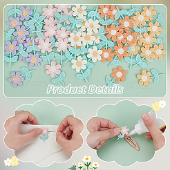 50Pcs 5 Colors Flower Polyester Embroidery Costume Accessories&nbsp;DIY-FG0006-92