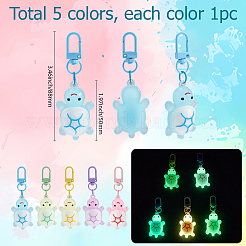 5Pcs 5 Colors PVC Plastic & Resin Tortoise Pendant Decoration&nbsp;HJEW-SP0001-20