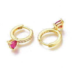 Brass Micro Pave Cubic Zirconia Huggie Hoop Earrings&nbsp;ZIRC-H102-14C-G