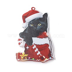 Christmas Cat Shape Acrylic Pendant Decoration&nbsp;HJEW-E007-01G-01