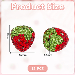 12Pcs Handmade Polymer Clay Rhinestone Beads&nbsp;CLAY-OC0001-07