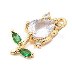 Brass Micro Pave Cubic Zirconia Pendants&nbsp;KK-F916-42G