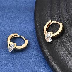 Brass with Cubic Zirconia Hoop Earrings&nbsp;KK-CBACA55-07G