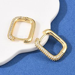 Rectangle Brass Clear Cubic Zirconia Stud Earrings&nbsp;EJEW-A156-12B-G