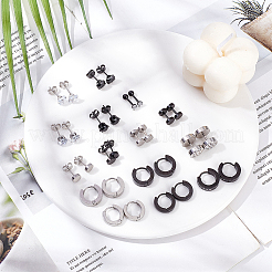 28Pcs 9 Style Clear Cubic Zirciona Diamond & Flat Round Stud Earrings & Ear False Plugs & Hoop Earrings&nbsp;EJEW-AN0003-46