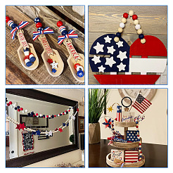 220Pcs Independence Day Theme Spray Painted Natural Wood Beads&nbsp;WOOD-TA0001-73