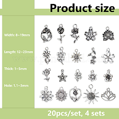 4 Sets Tibetan Style Alloy Pendants&nbsp;TIBEP-DC0001-51