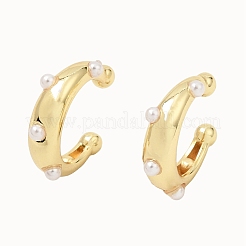 Brass ABS Plastic Pearl Cuff Earrings for Women&nbsp;PL-CBA43D6-01G