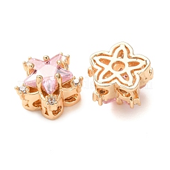 Brass Micro Pave Pink Cubic Zirconia Beads&nbsp;CU-CBAEC99-34G-01