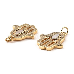 Brass Cubic Zirconia with Shell Pendants&nbsp;KK-K342-05G
