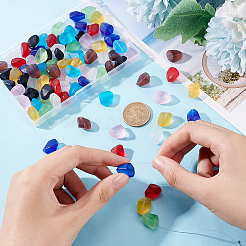 90Pcs 9 Colors Transparent Frosted Glass Beads&nbsp;FGLA-PH0001-07