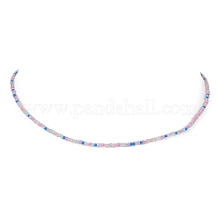 Luster Glass Seed Beaded Necklace with Alloy Clasps&nbsp;NJEW-JN04366