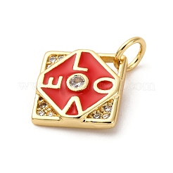 Brass Micro Pave Cubic Zirconia and Enamel Charms&nbsp;KK-Q098-04G-A