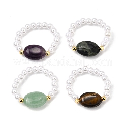 ABS Plastic Imitation Pearl Stretch Rings for Women&nbsp;RJEW-JR00912