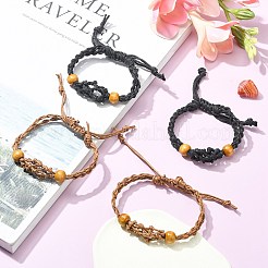 4Pcs 2 Colors Adjustable Braided Waxed Cord Macrame Pouch Bracelet Making&nbsp;MAK-CJ0001-18