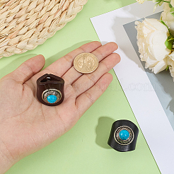 2Pcs 2 Colors Leather & Alloy & Synthetic Turquoise Scarf Clips&nbsp;AJEW-CL0005-24A
