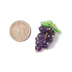 Natural Amethyst Handmade Round Beaded Fruit Pendants&nbsp;PALLOY-MZ00791-02