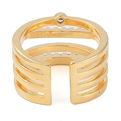 Brass Micro Pave Clear Cubic Zirconia Open Cuff Ring&nbsp;RJEW-Q819-03G