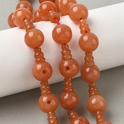 Natural Red Aventurine 3-Hole Guru Beads Strands&nbsp;G-H064-E11-01