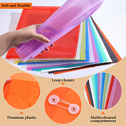 36Pcs 12 Colors Rectangle PP Plastic File Pockets&nbsp;AJEW-WA0004-67