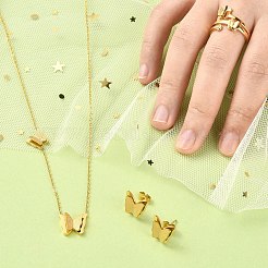304 Stainless Steel Butterfly Stud Earrings & Finger Ring & Pendant Necklace&nbsp;SJEW-TZ0001-02