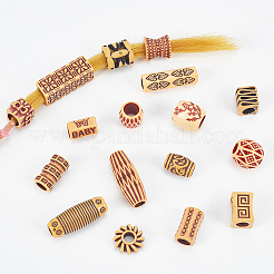 6 Bags 2 Style Plastic Imitation Wood Dreadlocks Beads Hair Decoration&nbsp;OHAR-NB0001-29
