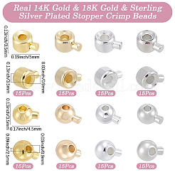 120Pcs 8 Styles Brass Crimp Beads&nbsp;KK-BBC0027-29