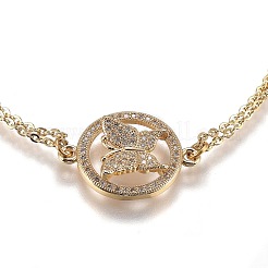Brass Micro Pave Cubic Zirconia Link Bracelets&nbsp;BJEW-Z003-31G