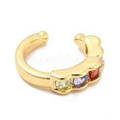 Real 14K Gold Plated Brass with Cubic Zirconia Cuff Earrings&nbsp;EJEW-M232-01F-G